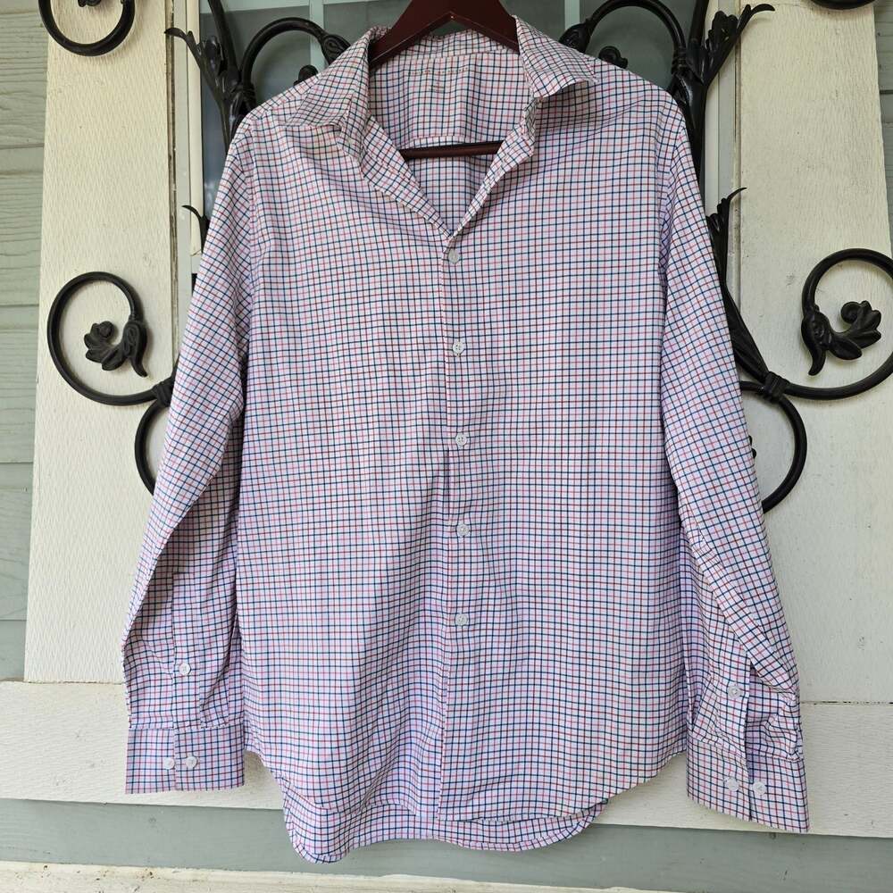 Ministry of Supply Plaid Performance Wrinkle Resistant Shirt Breathable Travel L